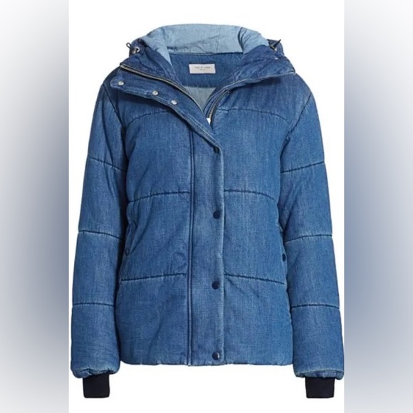 Rag & Bone Women's Blue Denim Puffer Jacket sz S